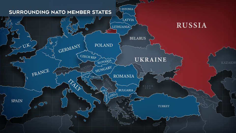 Carte de l'Ukraine et des pays membres de l'OTAN (CTV News)
