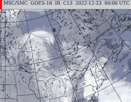 Images satellites d'une tempête au-dessus de l'Ontario et du Québec